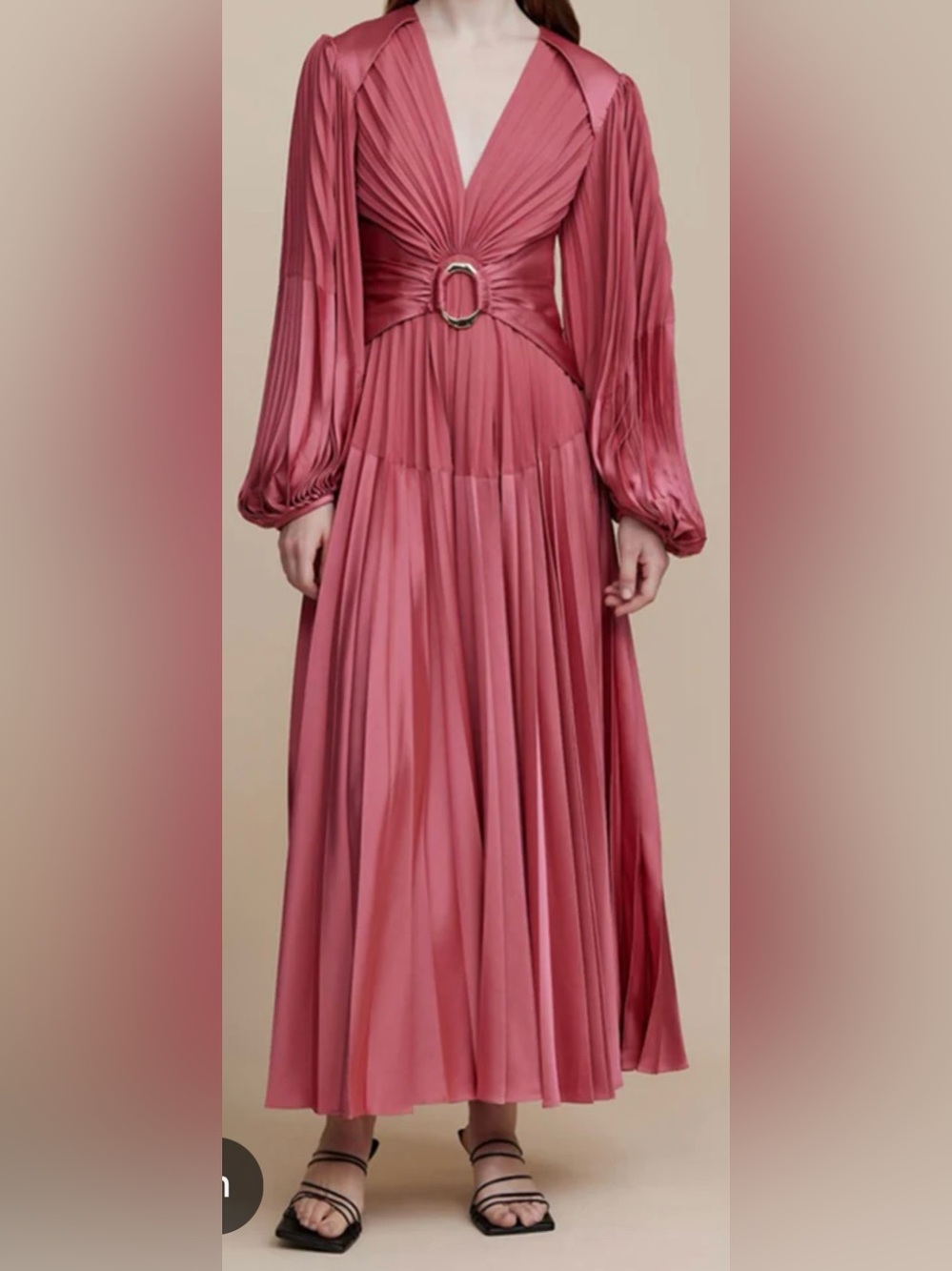 Acler NWT Size US 12 Pink Pleated Long Sleeve Maxi Dress